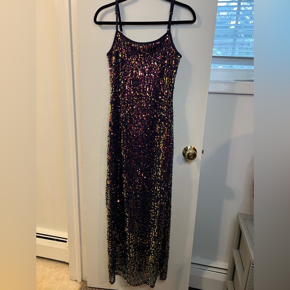 Wild Fable Sequin Maxi Dress - Navy with Gold